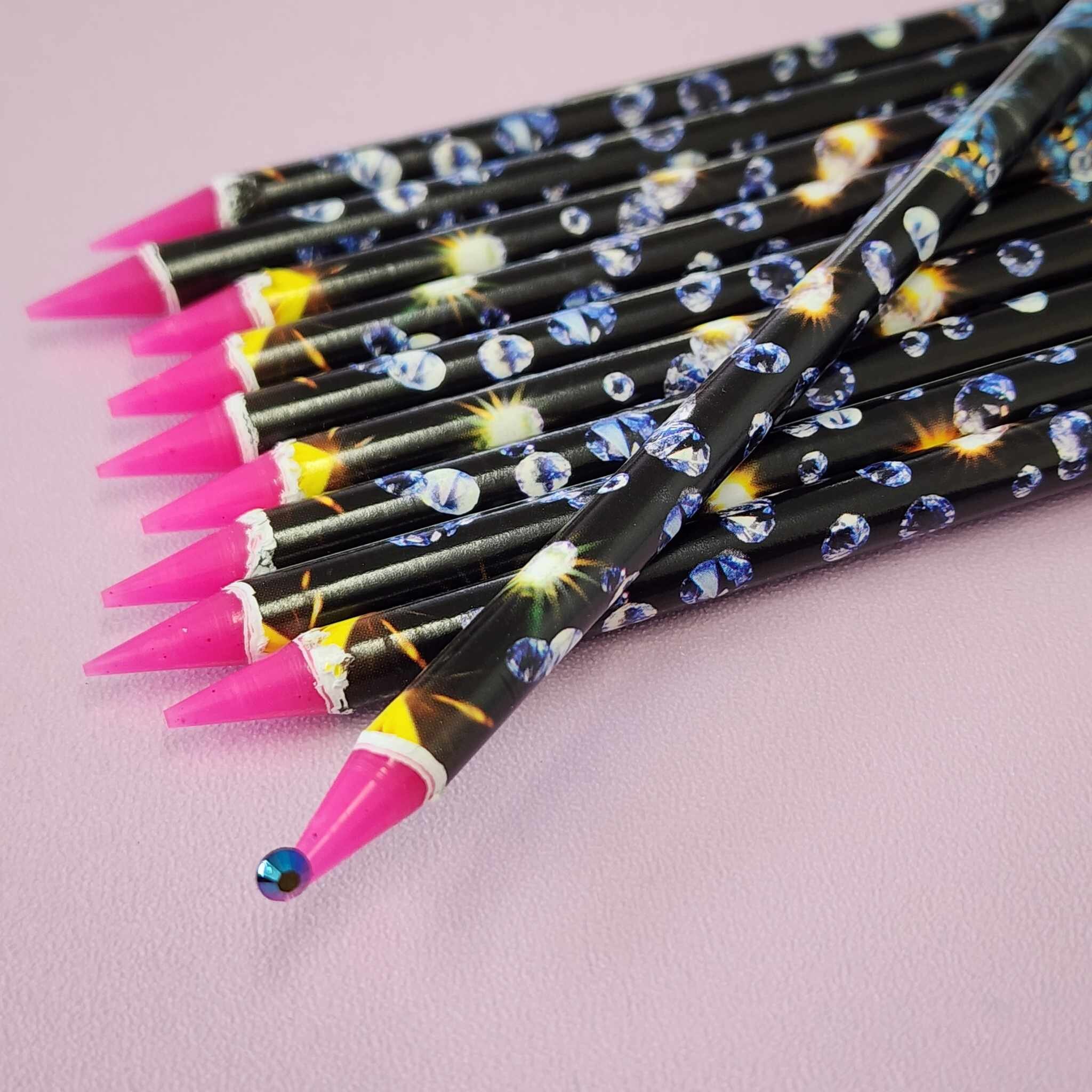 Churchf Nail Art Silicone Sculpture Pen Wax Pencil for Rhinestones  Professional 3D Carving Dotting Accessories Tools GLD003