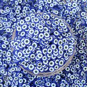Blue Evil Eye - 30 - 60 grams - 5mm - Polymer Clay Slices - Fake sprinkles ,crafts, embellishment, slime, nail art, snow globe tumblers