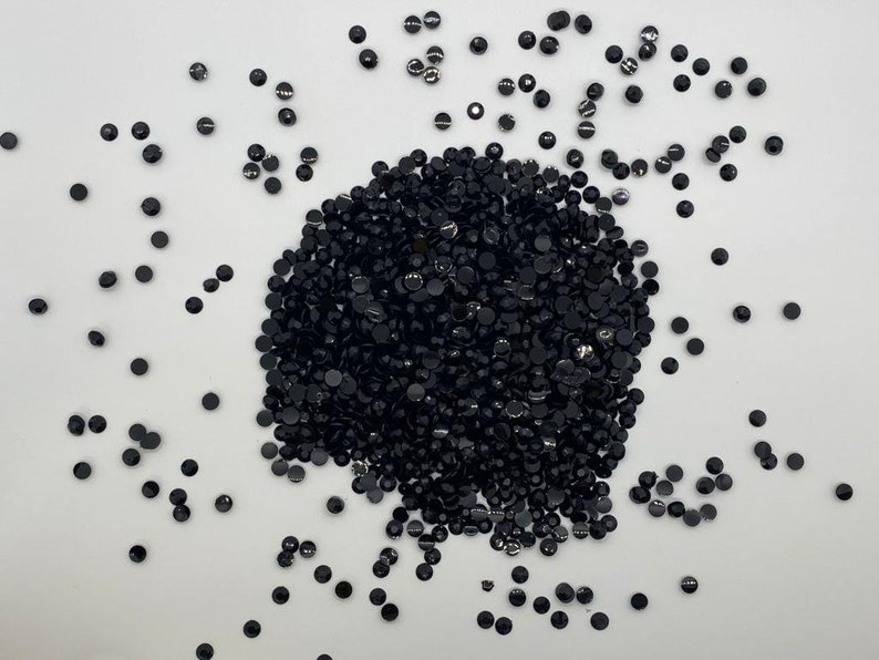 Jet Black Jelly Non-Hot Fix Resin Rhinestones Flat back 2mm,3mm,4mm,5mm,6mm Embellishments, Bling, Crafts & Nail Art image 2