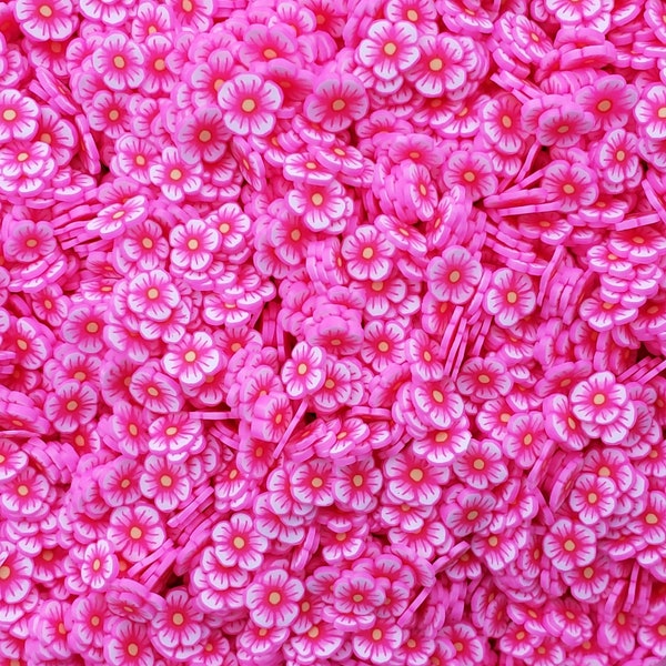 Tiaré rose - 30 - 60 grammes - Tranches de pâte polymère - 5 mm - Fausses paillettes, travaux manuels, embellissements, slime, nail art, gobelets boules à neige