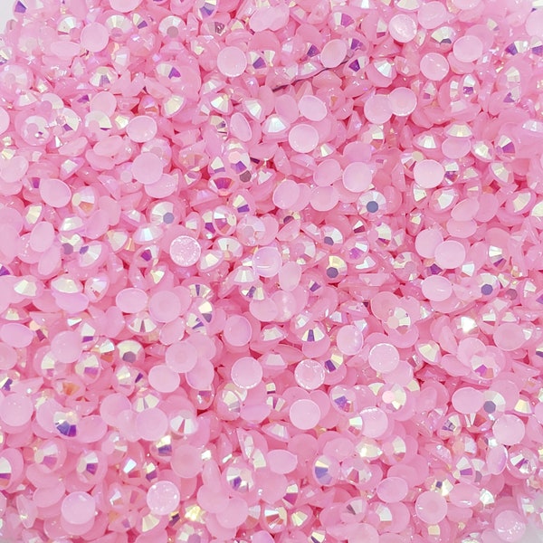 Pink AB jelly rhinestones- Non Hot fix - Flat back -2mm , 3mm,4mm, 5mm,6mm,  Bling, embellishments