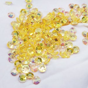 Honey AB Transparent Jelly Non-Hot Fix Resin Rhinestones - Flat back - 3mm, 4mm, 5mm ,6mm - Embellishments, Bling, Crafts & Nail Art