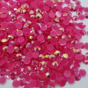10400PCS Hot Pink Rhinestones, Jelly Resin Rhinestones for Nails, Rose AB