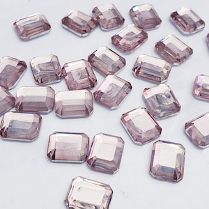 Ballerina Pink Flat Back Octagon Resin Rhinestone - 10mm x 8mm - 50 pcs -  Gems,  Bling, embellishments, DIY
