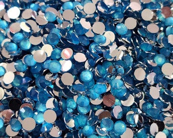 Blue Neon Resin Rhinestones Flatback silverbottom 3mm , 4mm, 5mm - Crafts , Embellishments, ,