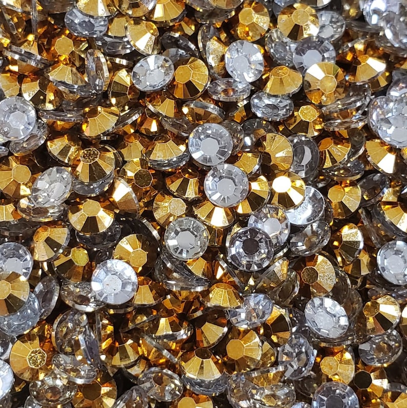 Gold Jelly Rhinestones 1000 pieces - 3mm, 4mm, 5mm - embellishme