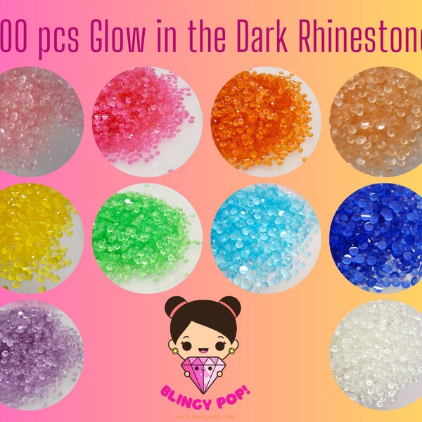 1000 Stück Im Dunkeln leuchtende Strasssteine | Flache Rückseite | Non - Hotfix | 3mm - SS12 | 4mm - SS16| 5mm - SS20 | Verzierungen | Basteln |