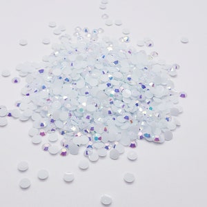 White Snow AB Jelly Non-Hot Fix Resin Rhinestones - Flat back - 1000 pcs - Embellishments, Bling, Crafts & Nail Art 2mm,3mm, 4mm, 5mm,6mm