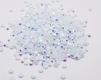 ホワイトスノー AB ジェリー ノンホットフィックス レジン ラインストーン - フラットバック - 1000個 - 装飾品、キラキラ、工芸品、ネイルアート 2 mm、3 mm、4 mm、5 mm、6 mm