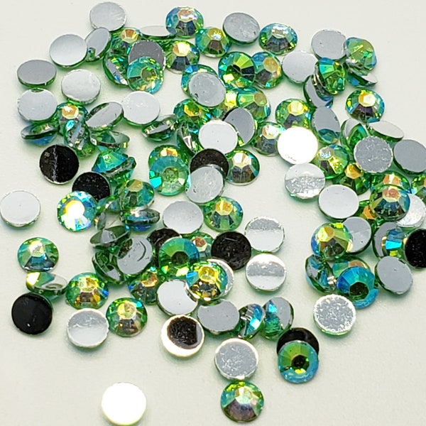 Lt. Peridot AB Resin Flatback Rhinestone - 3mm, 4mm, 5mm, 6mm embellishments, bling SS10, SS16, SS20, SS30