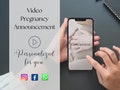 Custom pregnancy announcement, surprise pregnancy reveal, video announcement, baby announcement with custom text product logo