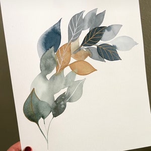 Watercolor leaves, Multicolor Leaves, Aquarelle, Hand painted, Wall Art, Gift