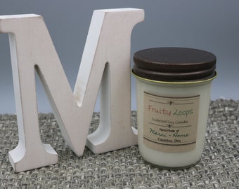 Hand poured, Fruity Loops, 8 oz Jelly Jar Soy wax candle