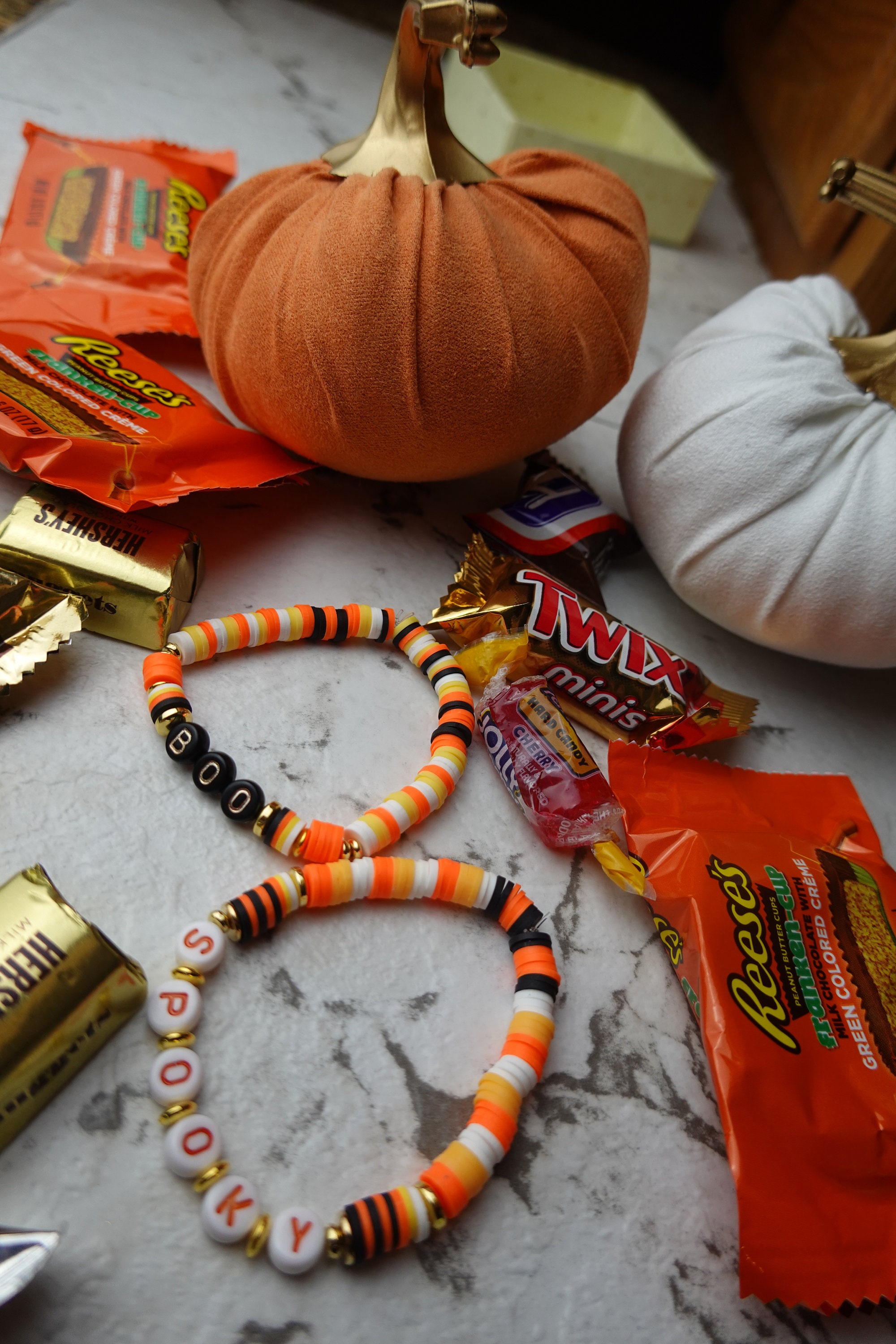 Halloween Beaded Bracelet 14K Filled Gold Spooky Bracelet Etsy