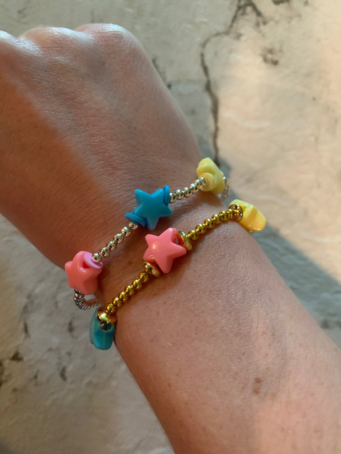 Star Beaded Custom Bracelet Various Colors Gold & Silver Etsy