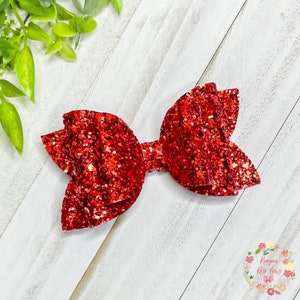 Red glitter Hair Accessories for Toddlers, Christmas Hair Bows for Little Girls, stocking stuffers for girl, hair clips for Christmas, shiny