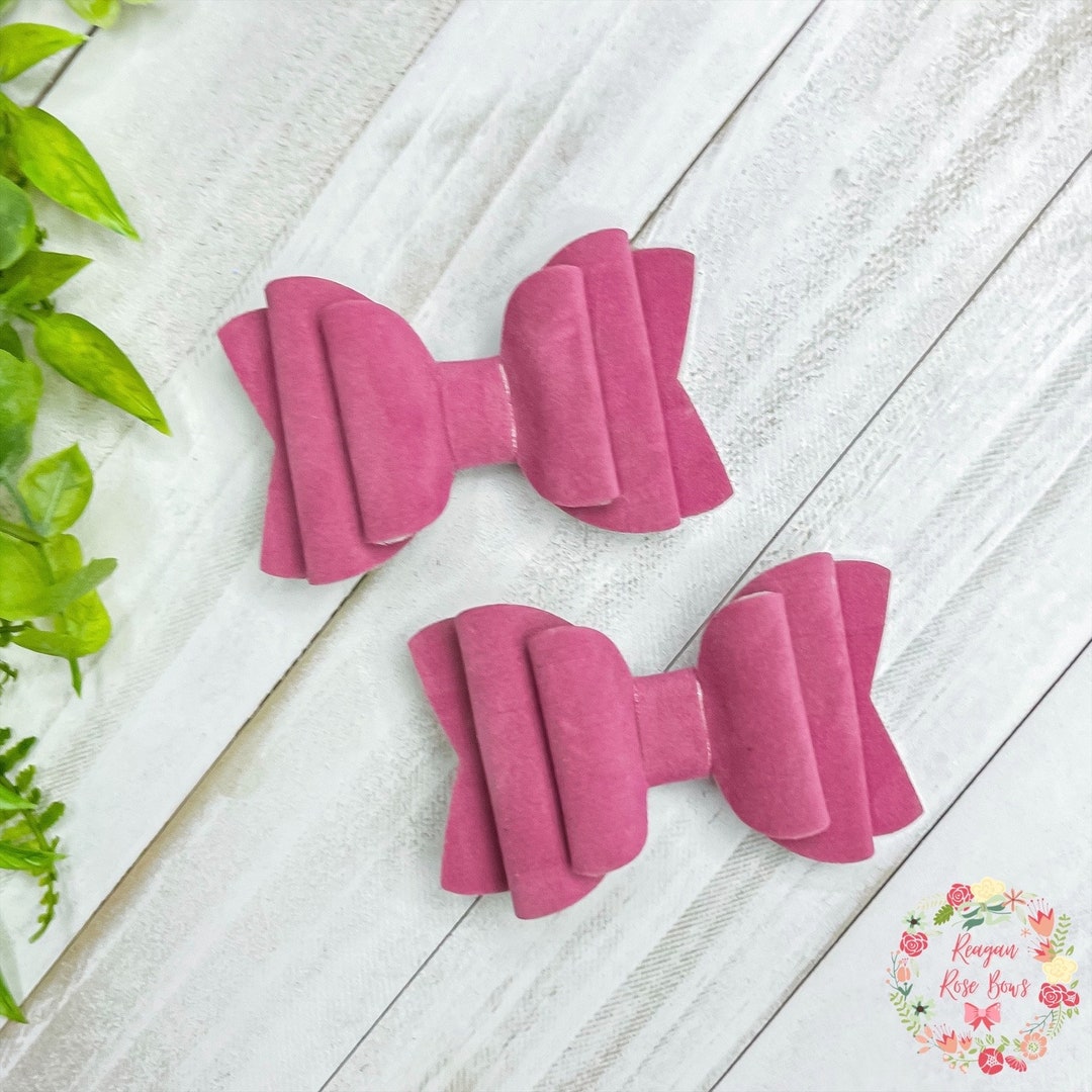 Pink Velvet Pigtail Hair Bows for Toddler Girls, Spring Velvet Hair