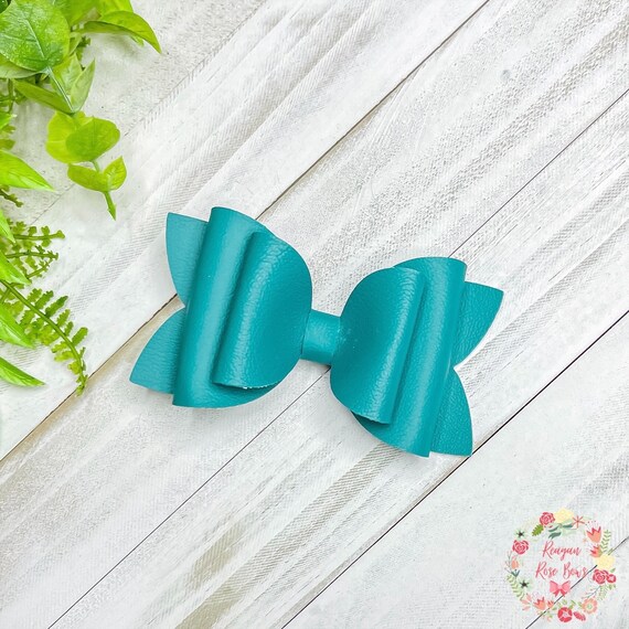 Teal Textured Leather Bow Tie Teal Textured Leather Bow Tie