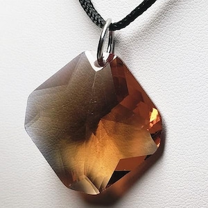 Andara Crystal Sacred Geometry Pendant Tetrahedron Honey Brown color change