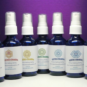 Chakra Healing Sprays crafted with Therapeutic Gemstones and scented oils