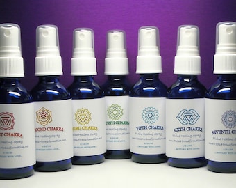 Chakra Healing Sprays crafted with Therapeutic Gemstones and scented oils