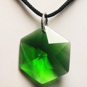Andara Crystal Sacred Geometry Pendant Hexahedron Green / Emerald Shift