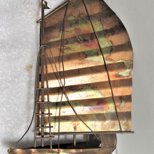 Vintage Brutalist Copper Chinese Junk Boat Ship MCM Mid Century