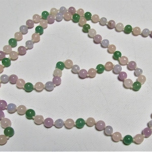 Vintage Jade / Jadeit / Rosa Quarz Perlenkette