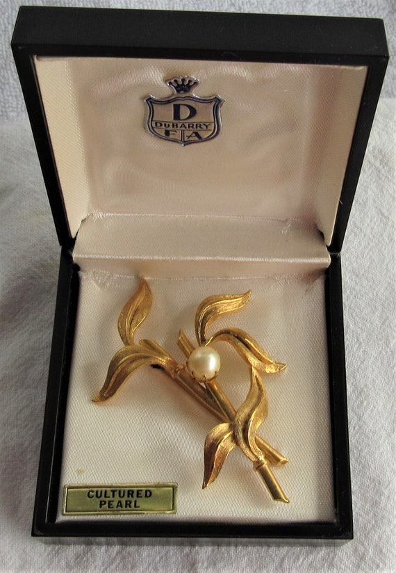Vintage DuBarry Cultured Pearl Brooch in Original