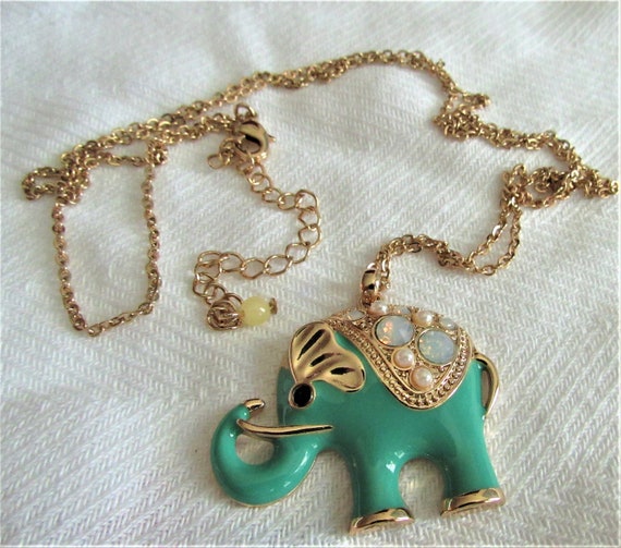 Vintage Moghul Elephant Enamel Necklace Very Long… - image 2