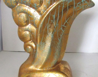 Vintage Gonder Keramik Vase ANTIK GOLD CRACKLE 24K