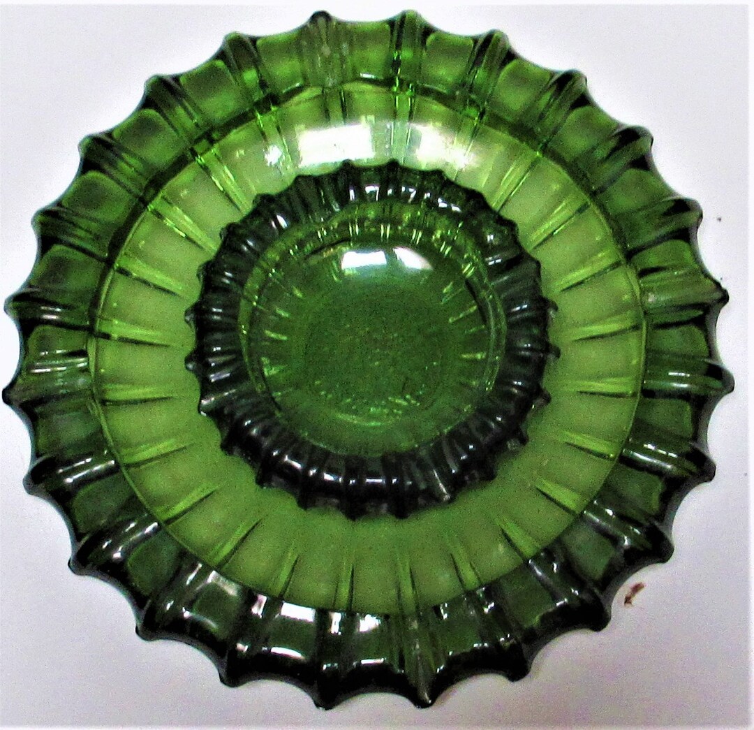 Vintage MCM Nesting Ashtrays Heavy Green Etsy