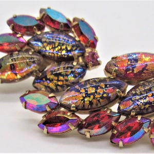 Vintage AB Crystal Art Glass Earrings Lots of Fire