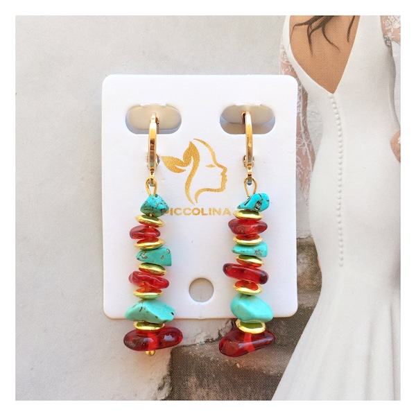 Earrings "Madeira" in gold plating with natural stone gold plated earrings natural stone ohrringe orecchini oorbellen boucles d'oreilles