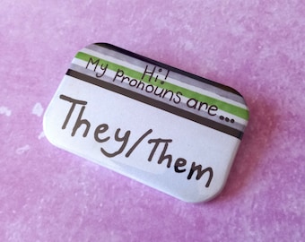 Pronouns Badge- they/them - Agender Pride Edition
