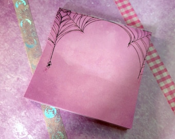 Bloc de notas Pastel Goth, papelería de telaraña con corazones rosas, 50 hojas