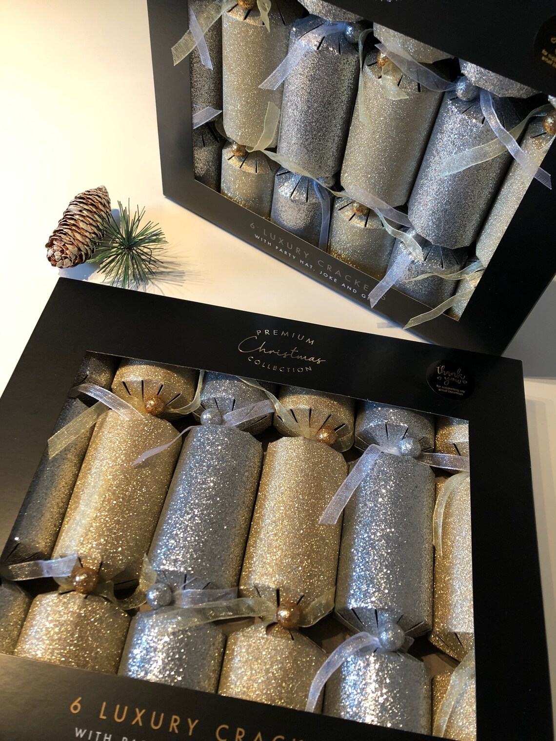 12 Luxury Christmas Crackers Gold and Silver Sparkle Glitter Etsy UK