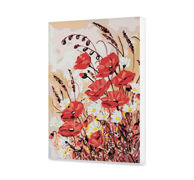 Mohnblumen malen nach Zahlen für Erwachsene Blumen schöne