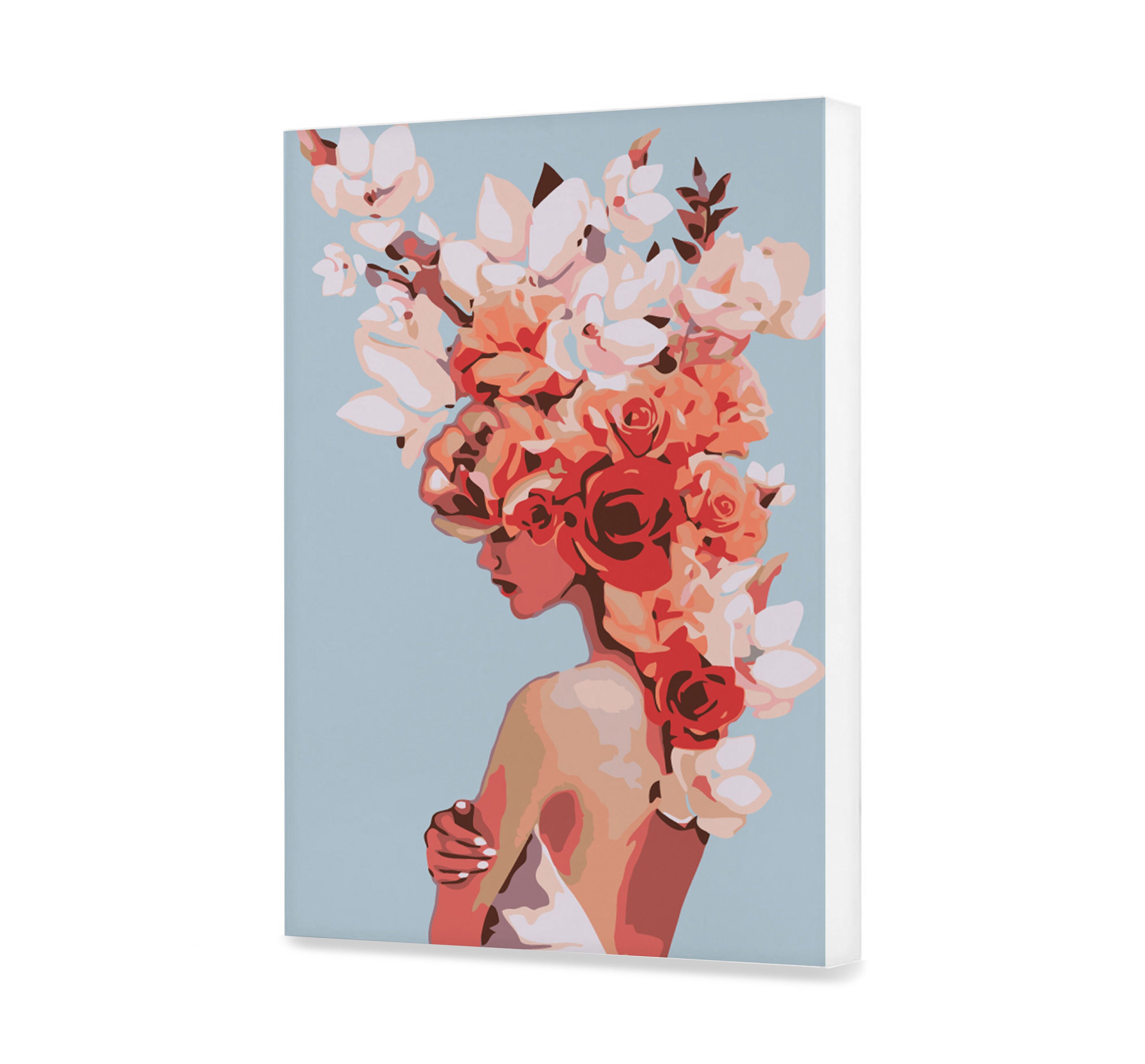 Mädchen Kunst Malen nach Zahlen DIY Kit Blume Kopf Malerei