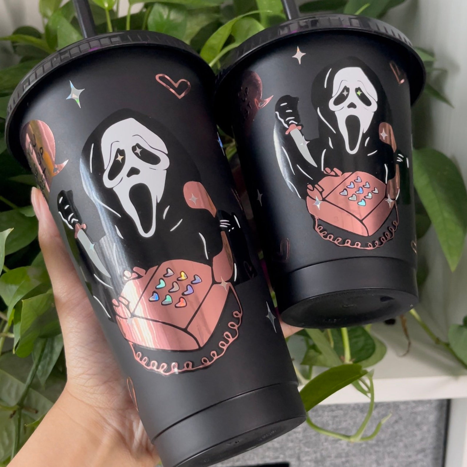 Scream Ghostface Tumbler Cup Rose Gold Ghostface Tumbler Etsy