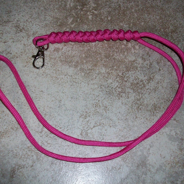 Hot Pink Paracord Snake Knot Lanyard With Safety Breakaway Clasp