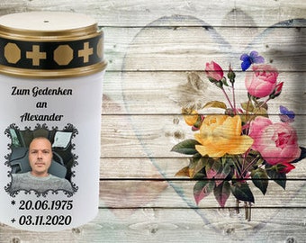 Grave candle grave light LED personalized with image/text/graphics