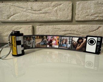 Film reel personalized pictures keychain