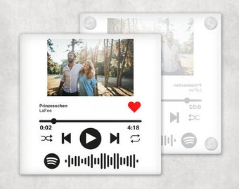 Glasuntersetzer mit Bild und Spotify Codes personalisiert