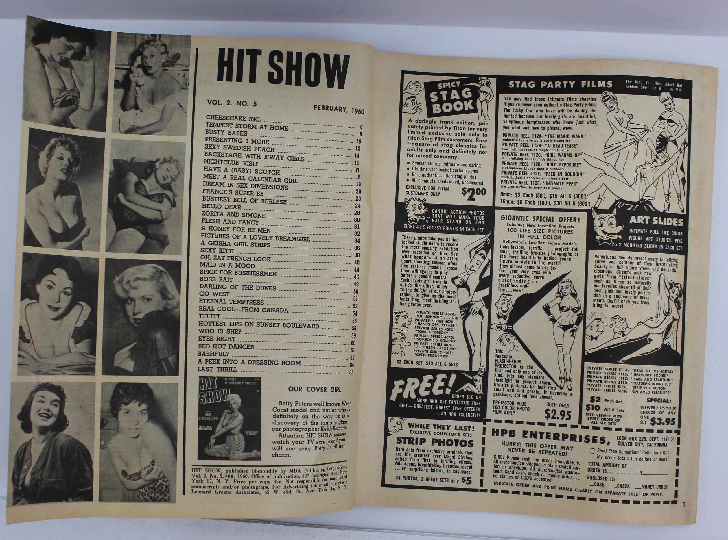 Hit Show Vintage Magazine Vol 2 No 5 January 1960 Pinups | Etsy
