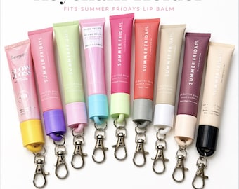 Lip Balm Keychain Holder, Twist On Cap for Chapstick, Clip On Lip Balm Case, Fits Summer Fridays, Laneige, Tower 28, Party Favor, Gift