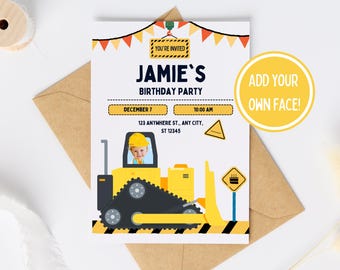 Custom Construction Birthday Card: Kids Printable (PDF Download)