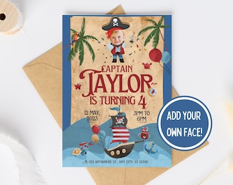 Customizable Pirate Birthday Card, Kids Printable (PDF Download)