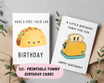 50+ HILARIOUS FUNNY, Digital card, Printable Birthday Cards, PDF Download Digital Cards, Funny Birthday Cards, Cards for her, Cards for him