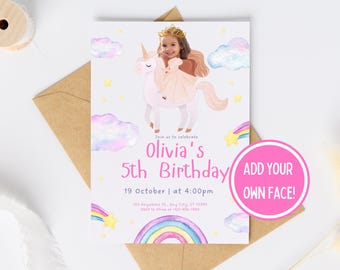 Customizable Unicorn Birthday Card, Kids Birthday, Digital Printable (PDF Download)